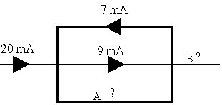 Diagram of currents and directions in paths A and B