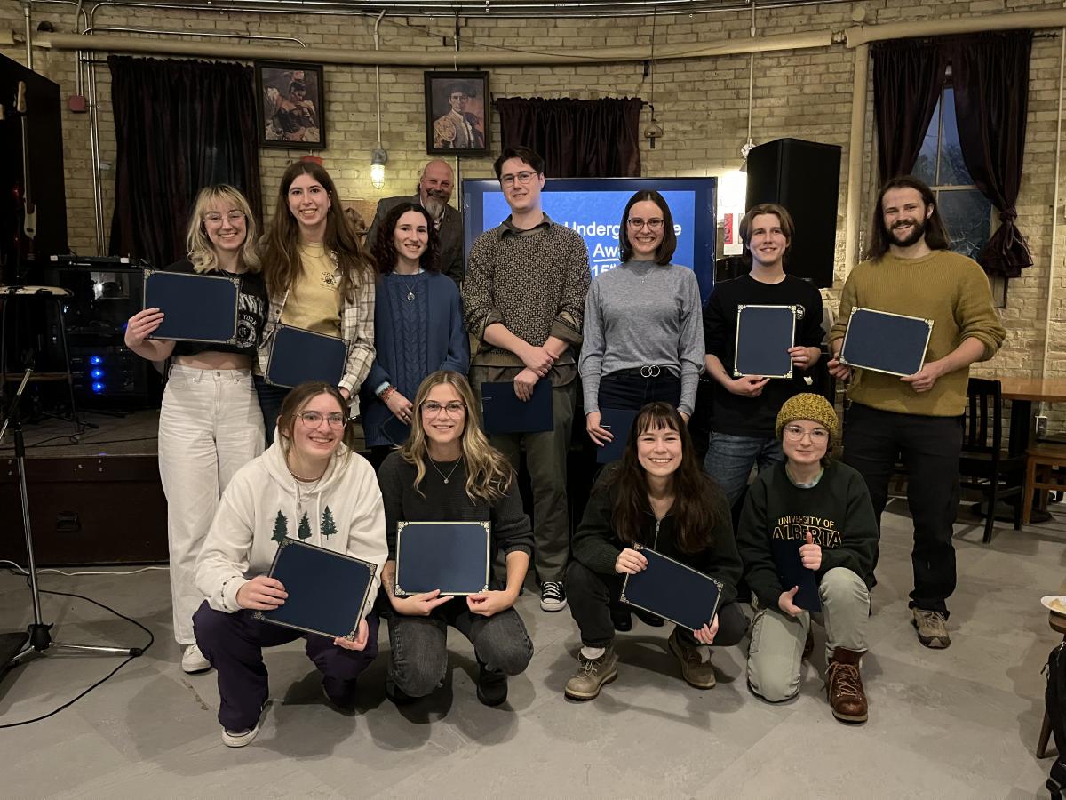 A group photo of the undergraduate student award winners in 2024