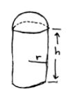 diagram of a cylinder with height and radius indicated