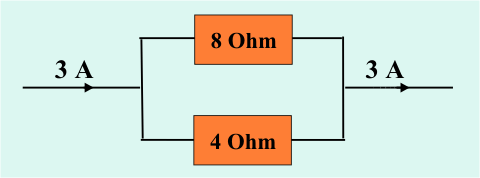 Electricity self test question 1 schematic of current flowing through a circuit