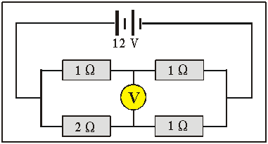 Diagram of electric circuit with voltmeter