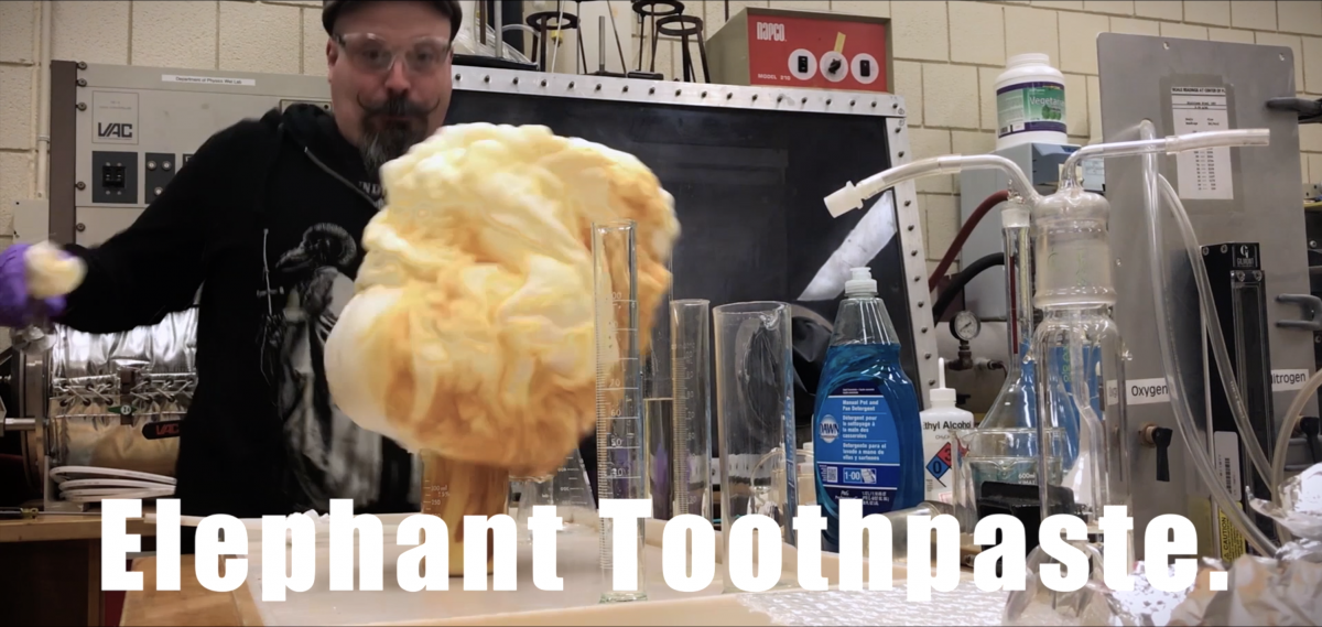 Scientist making Elephant Toothpaste