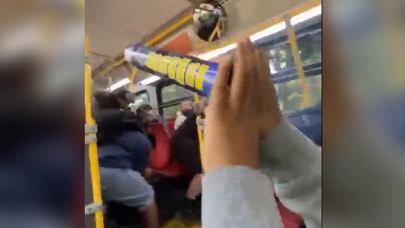 Fireworks being shot off on a Toronto bus 