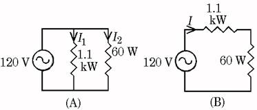Two possible circuit diagrams; A, B. 