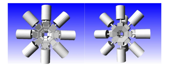 The maximum efficiency (left) and optimal suppression (right) configurations of the TIGRESS spectrometer.