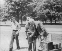 Professor Blackwood Demonstrating Electric Fencing ca. 1940