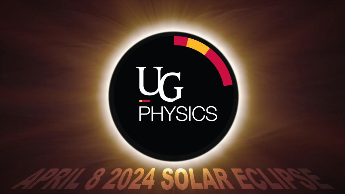 image of eclipse with text April 8, 2024 Solar Eclipse, University of Guelph Physics
