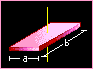 Illustration of rectangular plane with axis through the center with length and width indicated